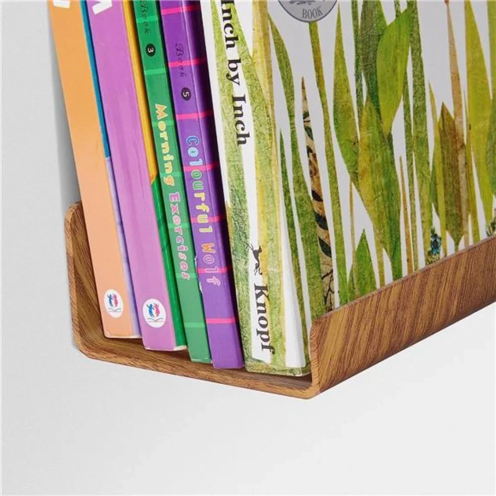 4 Wood Grain Acrylic Shelves for Wall Storage, 15